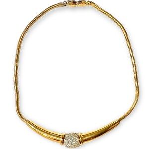 Givenchy Vintage 18k Gold Plated Crystal Ball Art Deco Choker Necklace